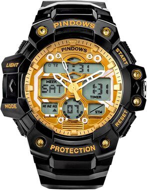 Pindows Men's Military Outdoor Sports 48MM PDS-631-N2 Black Gold